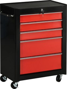 HOMCOM Carucior pentru Ustensile Unelte cu Sertar Rosu 61,5 X 33 X 85cm | Aosom Romania