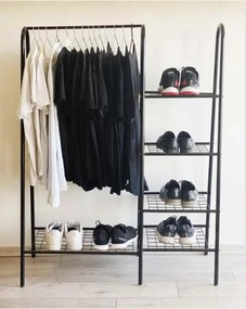 Stand suport umerase si pantofi, Garderob Homs, metal, negru