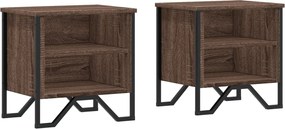 vidaXL Noptiere, 2 buc., stejar maro, 40x30x40 cm, lemn prelucrat