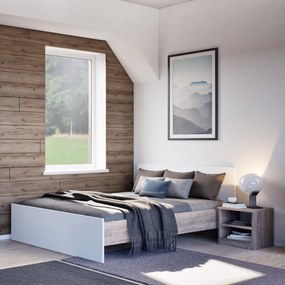 Pat dublu Miami fără cadru 140x200 cm alb-stejar York