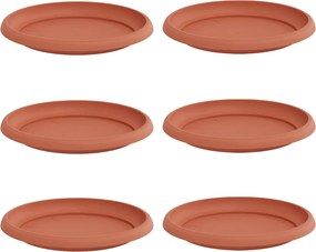 vidaXL Tavă rotundă pentru flori 6 pcs Roșu cărămidă Ø 21,5 x 2,5 cm