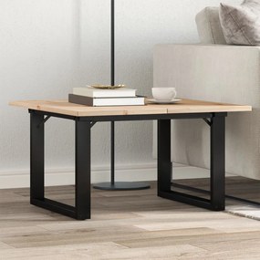 vidaXL Masă de cafea, cadru O, 70x70x40 cm, lemn masiv pin și Oţel