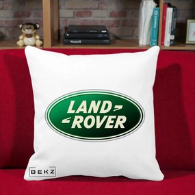 Perna Personalizata cu emblema Land Rover, 40x40 cm, Alba Mata, Husa Detasabila, Perna Inclusa, BEKZ®