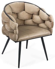 Scaun living modern din catifea si cadru metalic BUC 256 bej