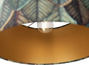 Lampă suspendată neagră cu abajur cu frunze și interior auriu 35cm - Cava