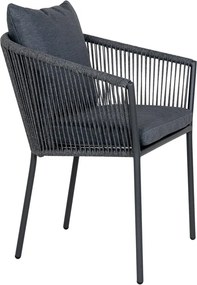 Scaun de grădină gri închis din metal/capitonat Salerno – House Nordic