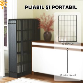 PawHut Țarc cu 12 Panouri din Oțel pentru Câini de Talie Medie, 80 cm Înălțime, Negru | Aosom Romania