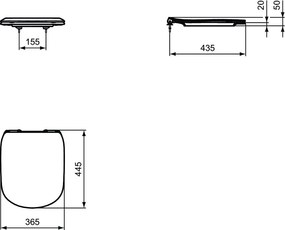 Capac WC Ideal Standard Tesi slim,inchidere lenta, negru mat - T3527V3
