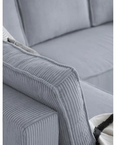 Colțar gri deschis extensibil cu tapițerie din catifea reiată (cu colț pe partea stângă /în formă de "U") Brave Dave – Miuform