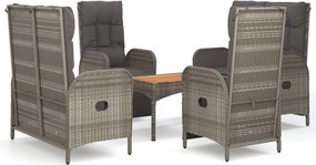 vidaXL Set mobilier de grădină cu perne, 5 piese, gri, poliratan