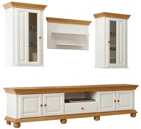 Set Living Margaret, Lemn Masiv, Model B, Alb/Natur