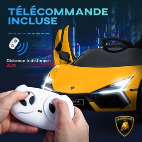 AIYAPLAY Mașină electrică 12V cu licență Lamborghini Revue vehicul electric telecomandă viteză 3-5 km/h 3-5 ani galben | Aosom Romania