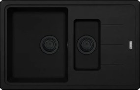 Chiuveta bucatarie compozit Franke Basis VN 1 cuva 1/2 cu picurator 78x50 cm reversibila finisaj negru mat