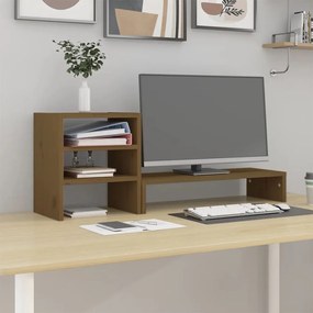 vidaXL Suport pentru monitor, maro miere, 81x20x30 cm, lemn masiv pin