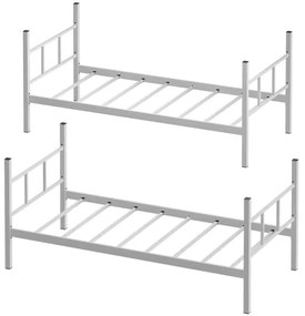Pat supraetajat metalic MAVEN 90x200 cm, alb, capacitate de încărcare 2 x 100 kg