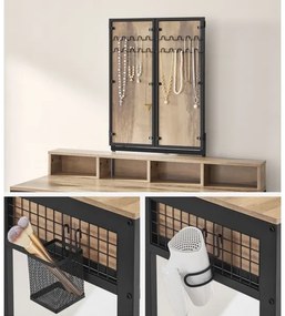 Masă de toaletă cu taburet FLORA, 28,6x42 cm, maro/negru