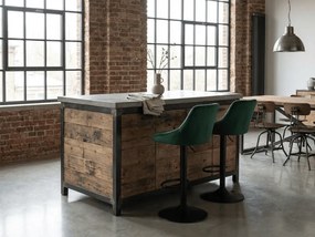 Scaun de bar verde KAST VELVET cu picior negru