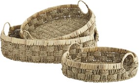 Set 3 tăvi rotunde din iarbă de mare și zambilă de apă, D38–57 cm, „Nassa"
