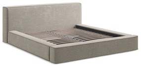 Pat dublu tapițat taupe cu spațiu de depozitare cu grilă 160x200 cm Noho - Makamii