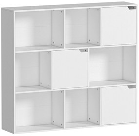 HOMCOM Bibliotecă cu Cuburi cu 6 Secțiuni Deschise și 3 Închise din Lemn Alb | Aosom Romania