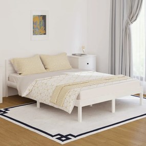 810431 vidaXL Cadru de pat, alb, 140x200 cm, lemn masiv de pin