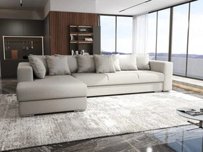Colțar extensibil dumonde cu ladă de depozitare si sezut confortabil din spuma high-density, Gloria Enjoy Beige 320x183 cm