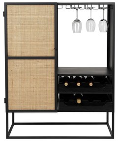 Dulap vinotecă din ratan negru pentru 8 sticle, 80x100 cm Guuji - White Label