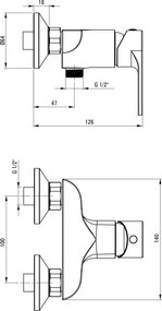 ALPINIA Baterie pentru duș, montare pe perete - montaj de 10 cm Finisaj: Crom BGA_04RM