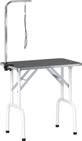 PawHut Masă de îngrijire pentru câini, pliabilă, cu lesă, picioare din oțel, blat antiderapant, 81x48,5x80 cm, Negru | Aosom Romania