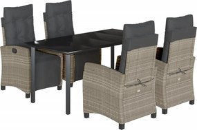 vidaXL Set mobilier de grădină cu perne, 5 piese gri deschis poliratan