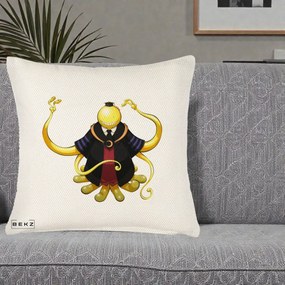 Perna Personalizata Assassination Classroom Koro-sensei, 40x40 cm, Crem Reliefat, Husa Detasabila, Perna Inclusa, BEKZ®