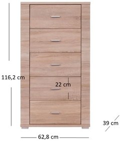 Comodă Gwenn 5S (Stejar sonoma). 1052945