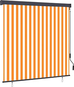 vidaXL Rulou textil cu perdele Dungi Alb și Portocaliu 180 x 250 cm