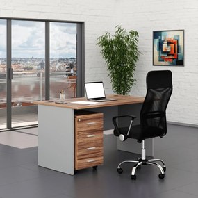 Set mobilier birou SimpleOffice 1, 140 cm, nuc / gri