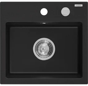 Mexen Milo chiuvetă de granit cu 1 compartiment 435 x 410 mm, Neagră - 6505441000-77