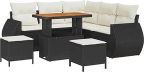 vidaXL Set de canapele pentru grădină 8 pcs Negru și Crem poliratan