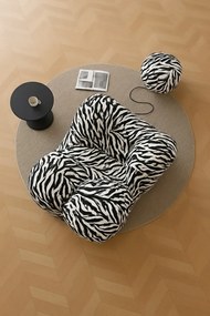 Fotoliu Mama Bear Moises din Memory Foam Premium Ottoman in forma de Bila (Imprimeu: zebra)
