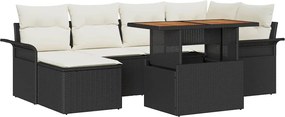 vidaXL Set de canapele pentru grădină 7 pcs Negru și Crem poliratan