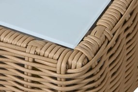 Măsuță de cafea pentru exterior din polirattan, cu blat din sticlă securizată, "Ratex"