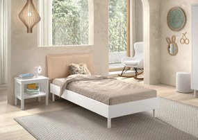 Set Mobilier Camera Copii Forrest Beech, Pat 90x200 cm și Noptieră, din Lemn Masiv de Fag, Alb – Vipack