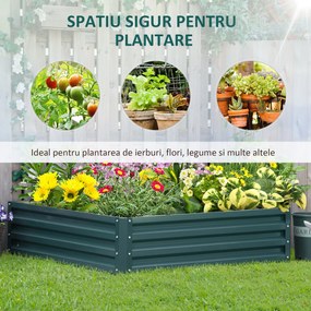 Outsunny Pat de Gradina Suprainaltat Galvanizat Cadru din Otel pentru Cultivare Legume Flori 120x120x30cm Rezistent la Intemperii | Aosom Romania