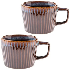 Căni albastre/maro 2 buc. pentru cappuccino din gresie 190 ml Tone – Dakls