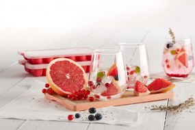 Forma cuburi de gheata cu capac Lekue 1010247, 23x12x3,2 cm, 18 cuburi, Stearin, -40°C /+60°C, Rosu