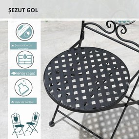Set de Gradina Outsunny cu Mozaic de 3 Piese, din Metal, Verde | Aosom Romania