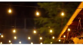 Șir LED solar exterior PARTY 10xE27/3,7V 10 m IP44 + DO