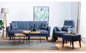 Set Canapea Extensibilă si Fotoliu Aqua - S, Albastru