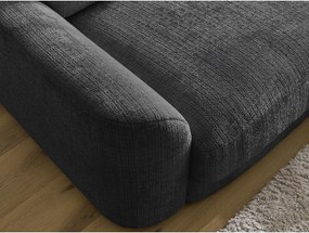 Colțar negru cu tapițerie din chenille (cu colț pe partea dreaptă/cu șezlong) Leonore – Bobochic Paris