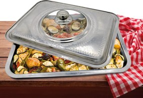 TAVA CUPTOR CU CAPAC, INOX ,35x26x7 CM