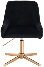 HR920CROSS Scaun Neagră din Catifea cu Bază Aurie