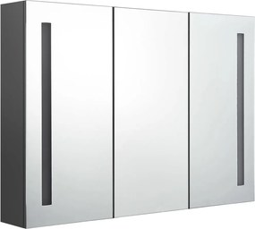 vidaXL Dulap de baie cu oglindă și LED, gri, 89x14x62 cm